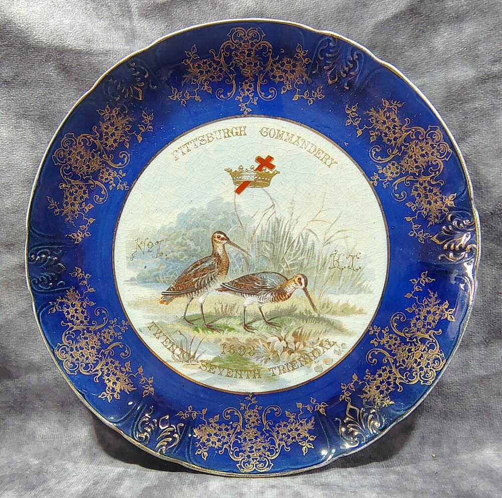 Masonic Antique 1898 Knights Templar Porcelain Plate Pittsburgh Commandery